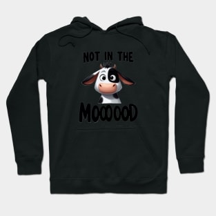 Not In The Mood Funny Cartoon Cow Expression Hoodie